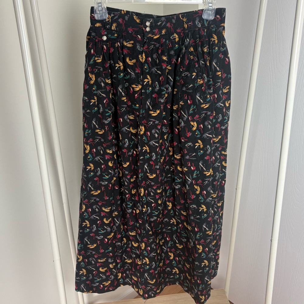 Vintage Black Corduroy Maxi Skirt